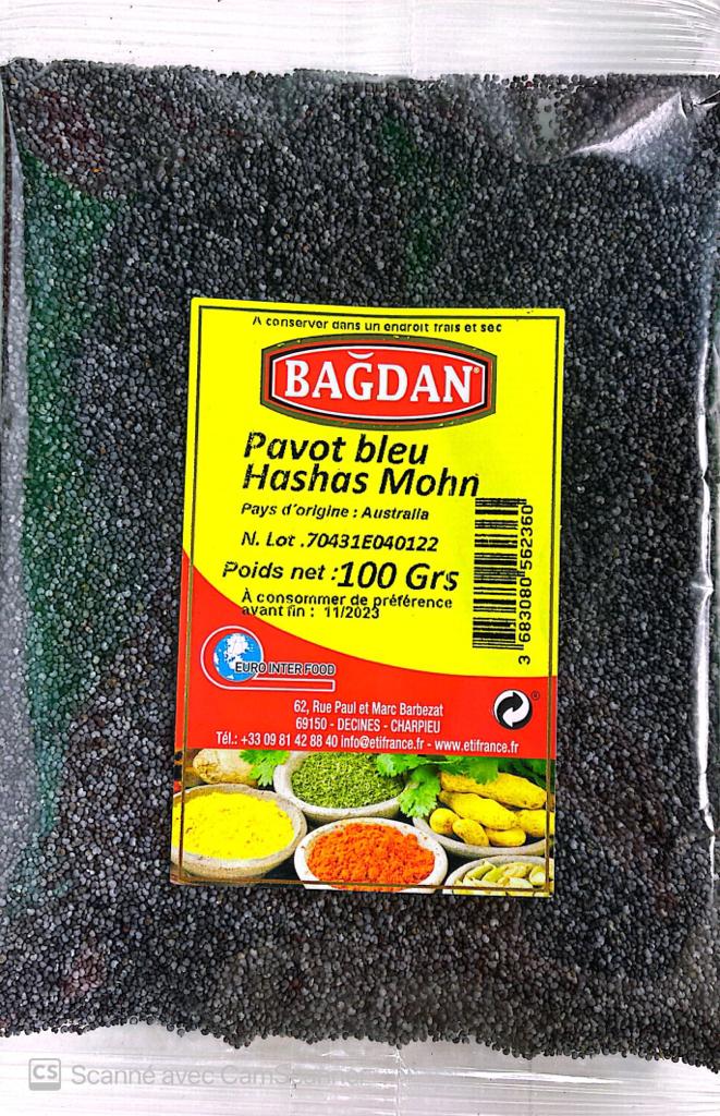 BAGDAN MAVI HASHAS 100 GR (pavot bleu)