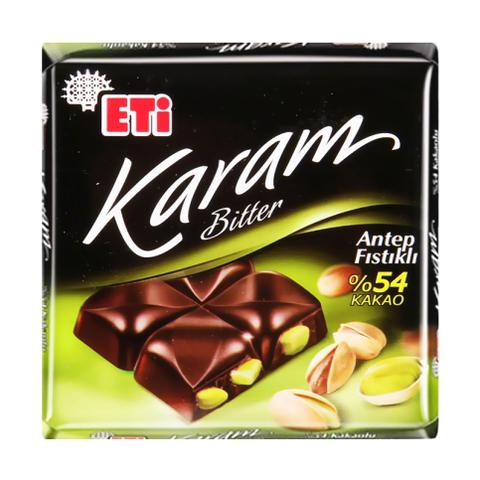 ETI KARAM DARK CIKOLATA A.FISTIKLI %54 CACAO 75 GR  (chocolat noir 54% avec pistache)