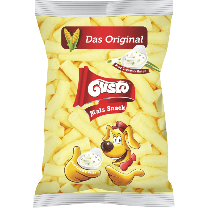 GUSTO HELAL MAIS SNACK SOUR KREM SOGAN 100 GR X 18