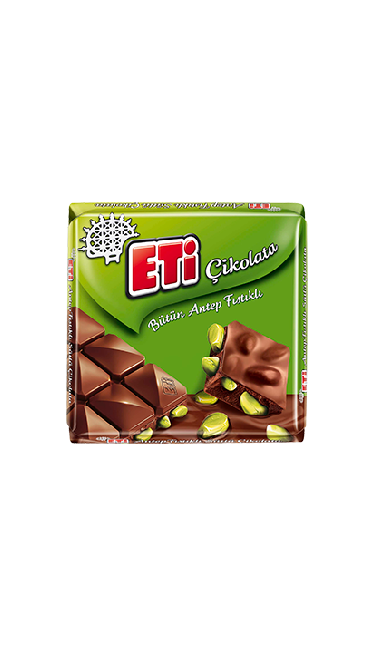 ETI SUTLU CIKOLATALI A.FISTIKLI KARE 60GR (chocolat au lait pistachés)