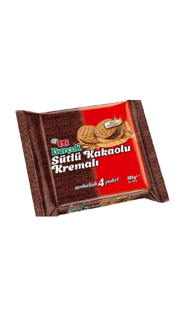 ETI BURCAK SUTLU KAKAO KREMALI YULAFLI 4'LU 400GR (BISCUIT AVOINE A LA CREME)