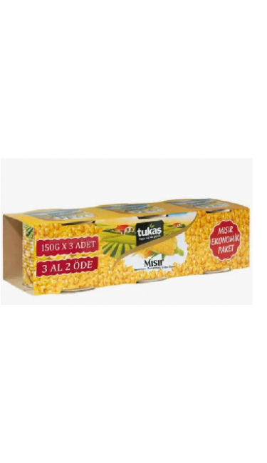 TUKAS MISIR KONSERVESI EKONOMIK 3X150GR (grains de maïs en conserve)