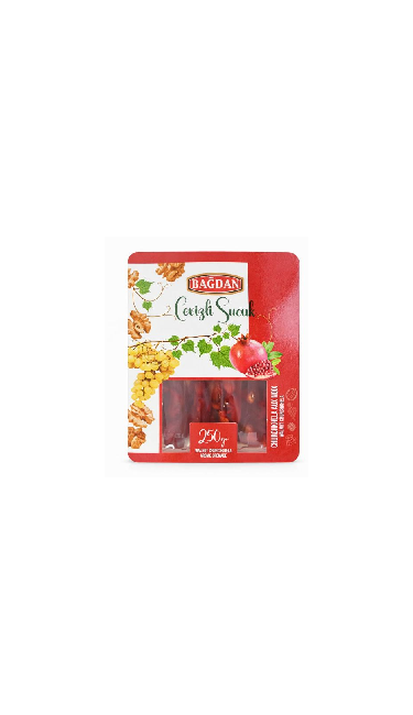 BAGDAN CEVIZLI SUCUK NAR 40x250GR (Saucisson de mélasse aux noix, saveur grenade)