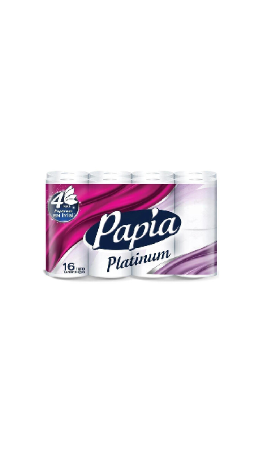 TUVALET KAGIDI PAPIA 16 RULO 4KATLI PLATINUM (papier toilettes 4 épaisseur)