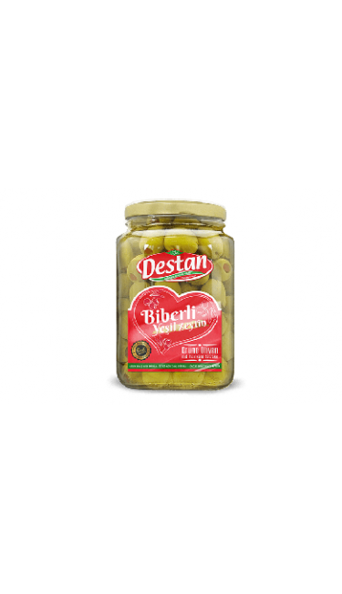 DESTAN YESIL ZEYTIN BIBERLI CAM 6x900GR (olives vertes avec piments)
