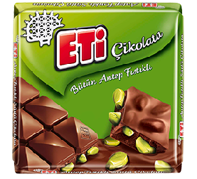 ETI SUTLU CIKOLATALI A.FISTIKLI KARE 60GR (chocolat au lait pistachés)